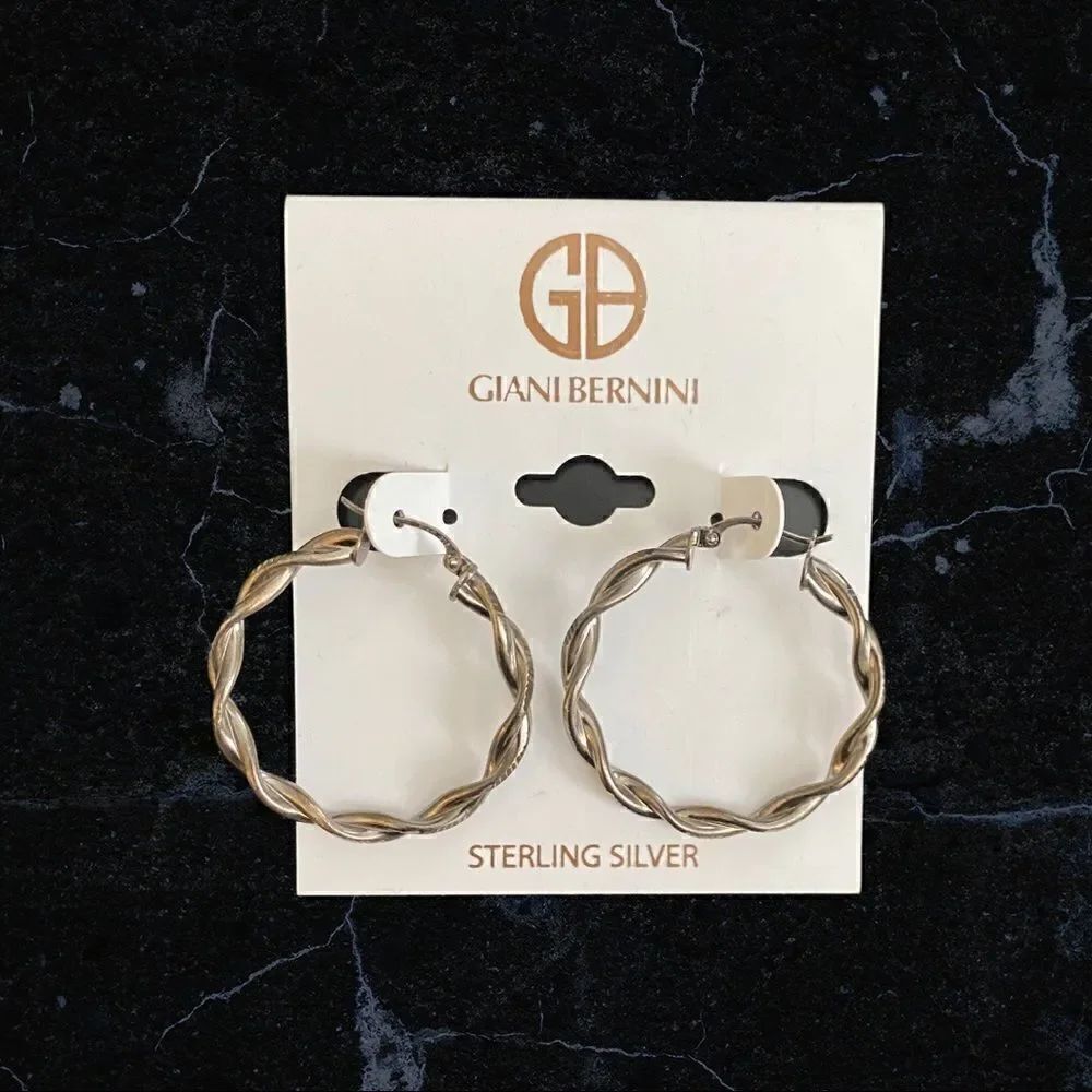 Giani Bernini Sterling Silver Twist Hoop Earrings NWT